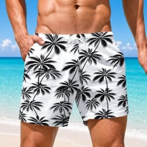 Herren Beach Shorts mit Palmenprint